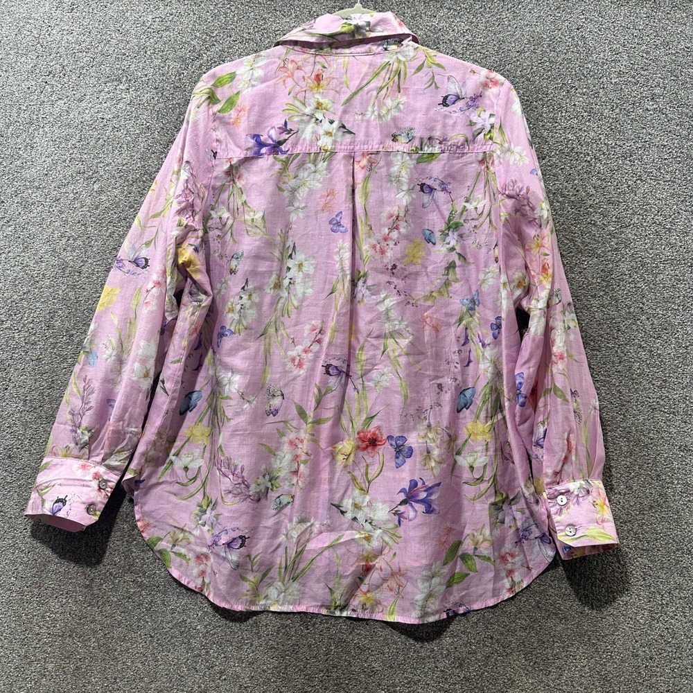 Bailey/44 Button Up Blouse Top Women XL Pink Floral Butterfly Lyocell Whimsical - Picture 2 of 12